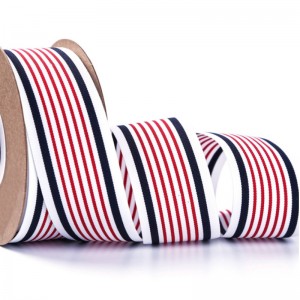 4#custom 40mm heat transfer printing tricolor grosgrain stripe ribbon for apparel