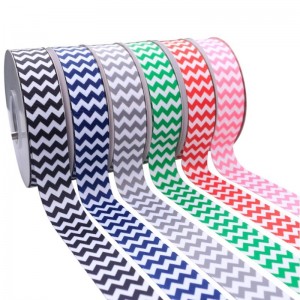 5#Popular Customized Logo Chevron Printed Grosgrain Ribbon