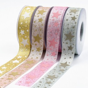 8# Custom Fashion Gift Ribbon Striped Printed Grosgrain Ribbon