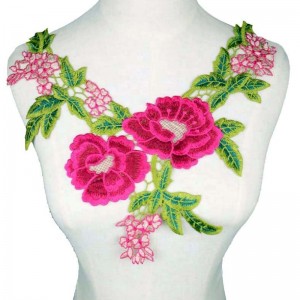 Colorful 3D Floral Lace Embroidery Applique Lace Patches Neckline Collar